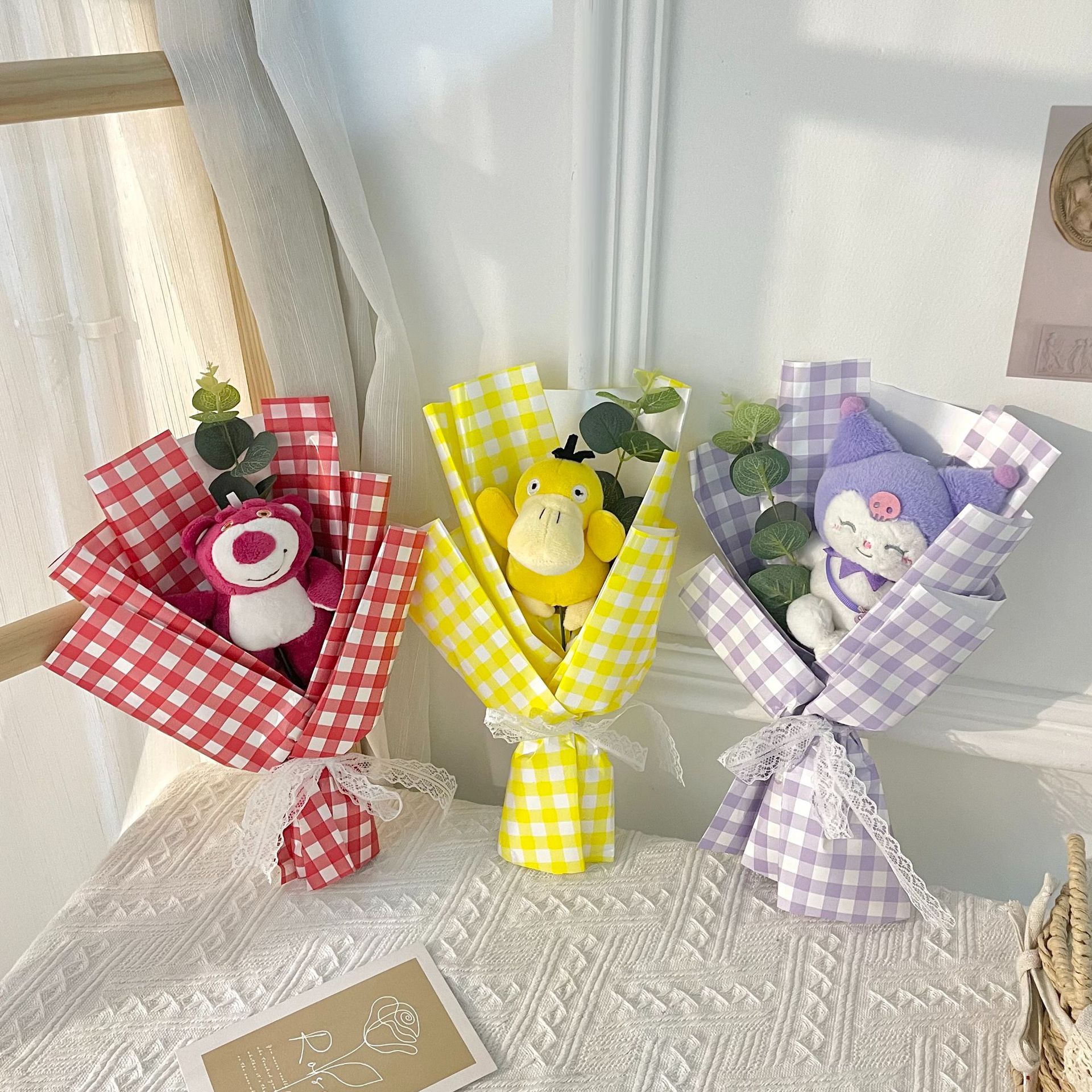 Mother's Day Gift 520 Bouquet Cartoon Doll Bouquet Chinese Valentine's Day Graduation Season Hand-held Flower Bag with Lights