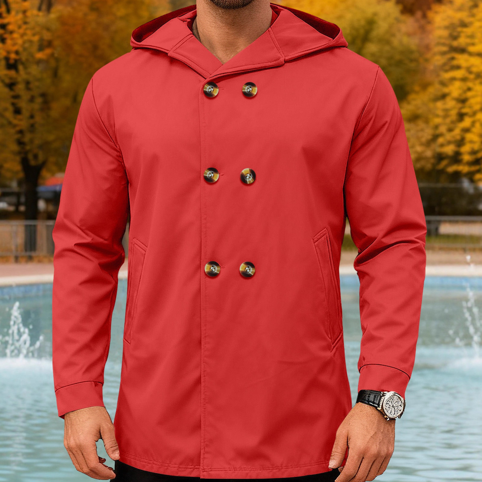 Transfronterizo Amazon comercio exterior ventas calientes Europa y América hombres de estilo largo delgado chaqueta con capuz casuales deportivos de color sólido chaqueta hombre