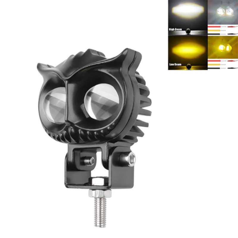 Cruz-frontera caliente búho proyector motocicleta impermeable de dos colores fuera de carretera vehículo modificado lejos y cerca de la luz pistola de acero LED faro