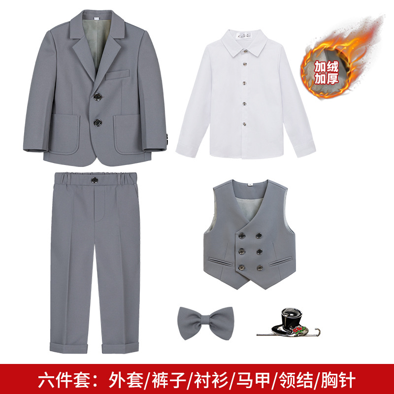 Traje de los muchachos vestido de primavera y otoño nuevo color sólido británico pequeño traje de los muchachos de piano anfitrión actividad rendimiento traje