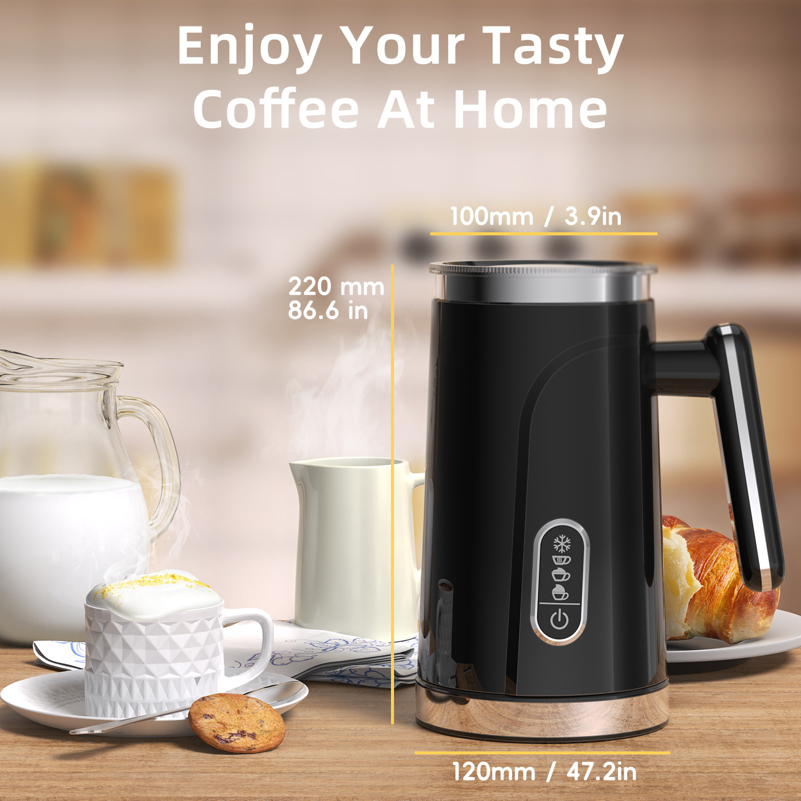 Comercio exterior transfronterizo totalmente automático caliente y frío 4 en 1 máquina de espuma de leche de café máquina de espuma de leche máquina de espuma de leche image 4