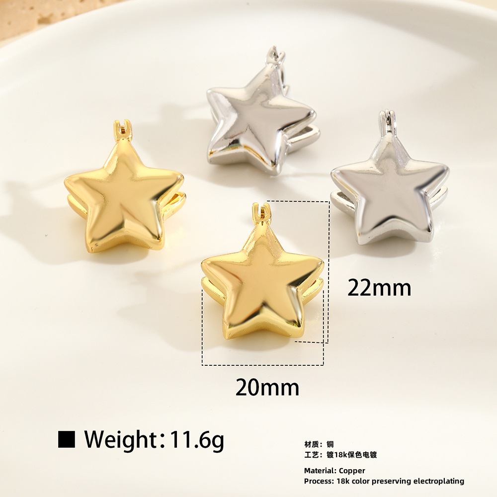 Copper Material 1 Pair Simple Style Star Copper Hoop Earrings