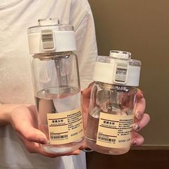 無印良品風シンプルプラスチックカップ 女性用茶水分離カップ 夏用耐熱携帯学生用透明茶こし付き水筒