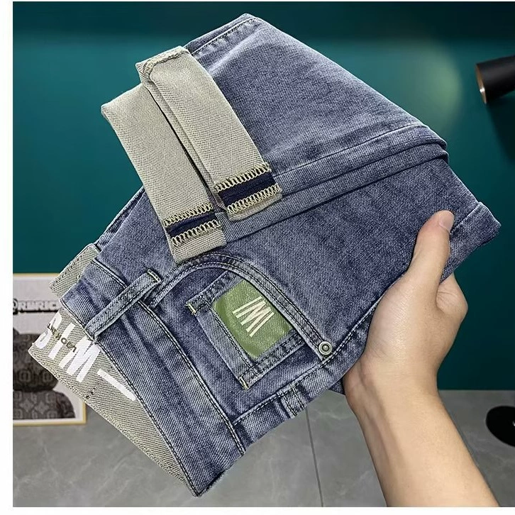 Elite jeans, thin trend trousers, with embroidery, Korean style