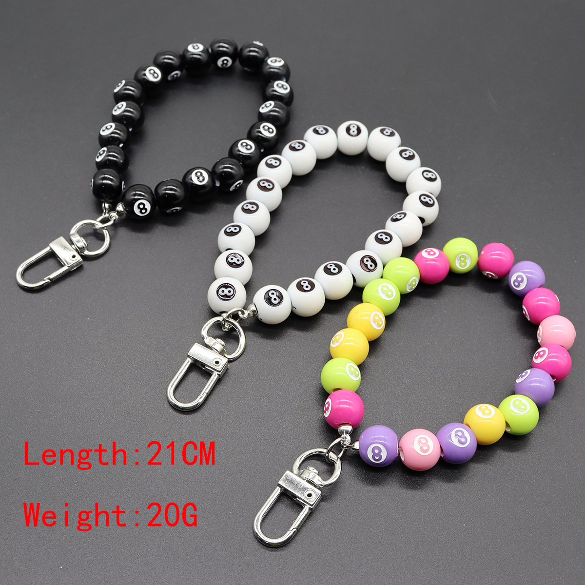 Simple Alloy Door Buckle Black 8 Lanyard ins Mobile Phone Chain Keychain Pendant Bag Lanyard Accessories Factory Outlet