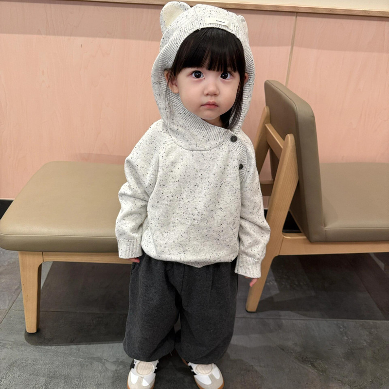 童装女童针织衫2025秋季新款韩系儿童可爱小耳朵连帽上衣宝宝毛衣|undefined