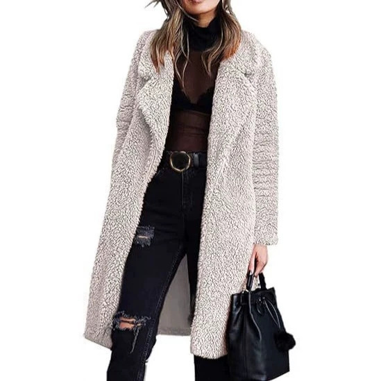 2026 European and American Autumn and Winter Long-Sleeve Turn-Down Collar Fashion Versatile Plush Top Long Coat High Imitation Leather Lamb Wool 2026 European and American Autumn and Winter Long-Sleeve Turn-Down Collar Fashion Versatile Plush Top Long Coat High Imitation Leather Lamb Wool