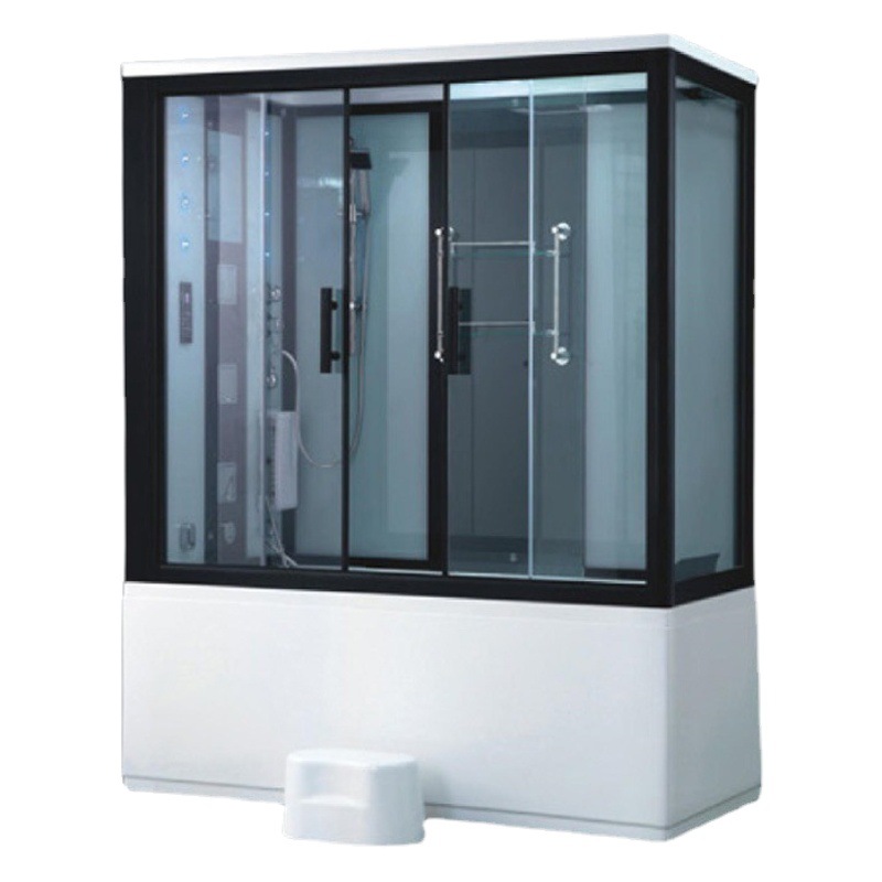 Sala de vapor integrada de 1,8 m con ducha de bañera sala de vapor húmeda sala de vidrio negro integrado 1,85 M