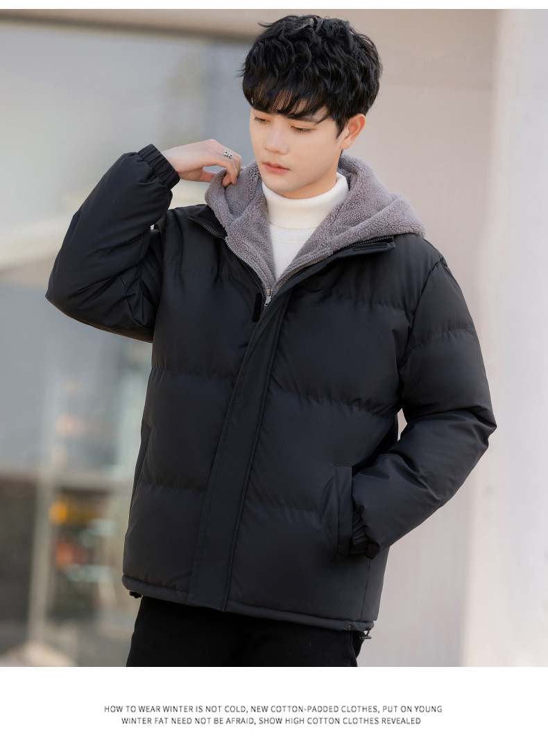 Large Size Fake Two Cotton Clothes Men's Loose Casual Thickened Fleece_viptrois.com