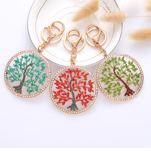 The European and American fashion color set auger hollow tree of life hang modelling keychains for the exquisite gift ideas