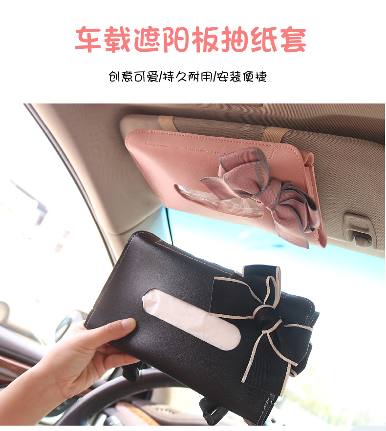 Car Creative Cartoon Tissue Box for Sun Visor, Hanging Type, Sunroof, Seat Back Tissue Holder, Female Car Interior Accessories