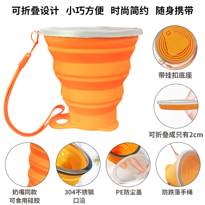 Taza plegable portátil de silicona alimentaria, ideal para camping, viaje o cepillado, fabricante con stock al por mayor