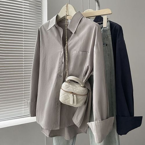 Cotton blue shirt jacket for women 2025 spring and autumn design niche shirt casual loose layered long-sleeved top