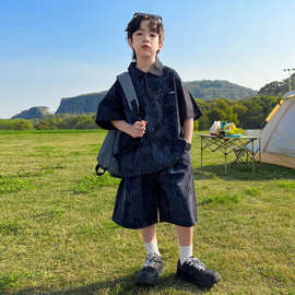 男童夏季套装2026新款大儿童夏装polo领薄款短袖两件套韩范潮批发