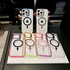 新品适用iPhone17Promax渐变透明磁吸手机壳镜头支架苹果16保护套