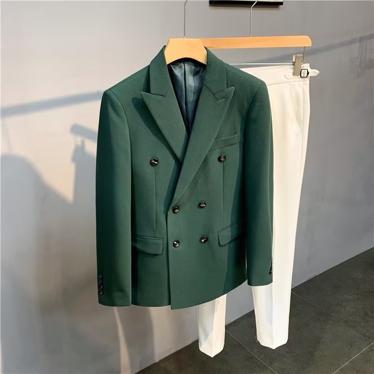 Blazer uomo doppio petto slim fit giacca elegante da uomo_voghion.com