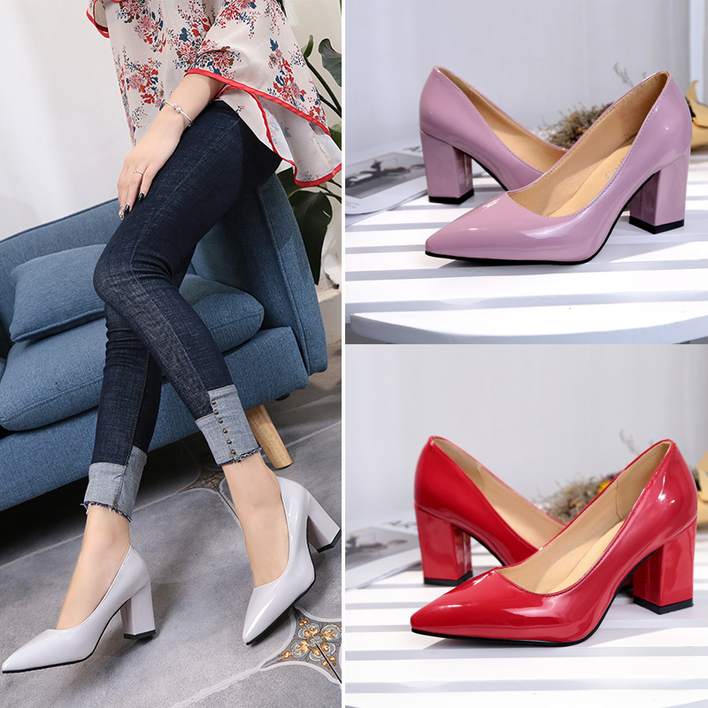 2025 New Autum Style Simple Pointed Toe Shallow Mouth Thick Heel One-Leg Multi-Color Outer Wear Versatile Elegant High-Heeled Shoes 2025 New Autum Style Simple Pointed Toe Shallow Mouth Thick Heel One-Leg Multi-Color Outer Wear Versatile Elegant High-Heeled Shoes