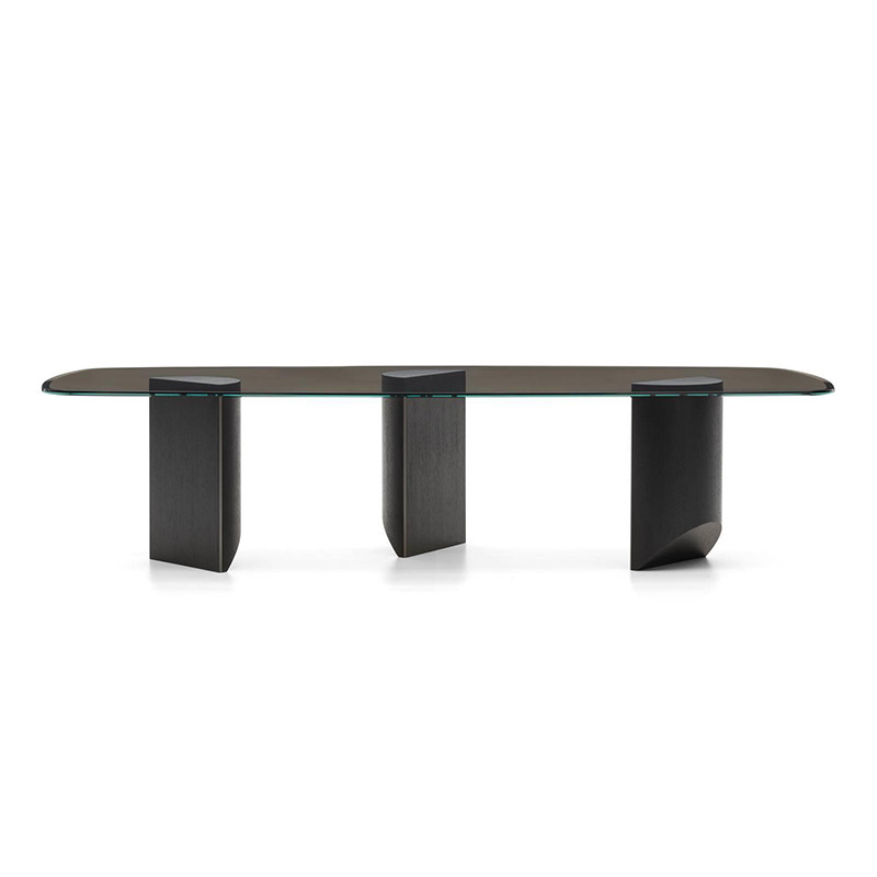 意大利輕奢雙層鋼化玻璃餐桌客廳高級感不鏽鋼懸浮餐檯長方形飯桌