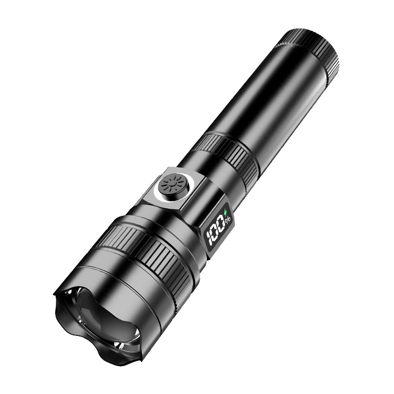 Nuevo LCD digital linterna eléctrica de carga rápida de aleación de aluminio de largo alcance pistola láser portátil linterna de iluminación al aire libre