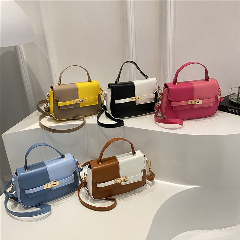 2025 New Splicing Summer New Style Large-Capacity Simple One-Shoulder Cross-Body Handheld Small Square Bag for Women