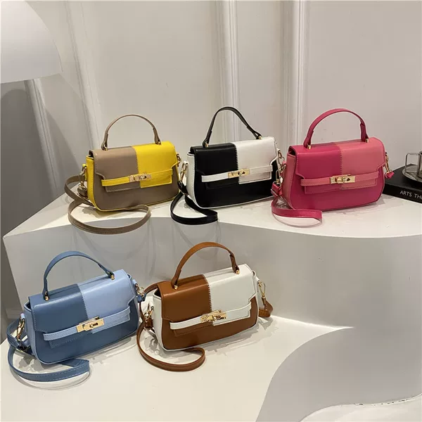 2025 New Splicing Summer New Style Large-Capacity Simple One-Shoulder Cross-Body Handheld Small Square Bag for Women