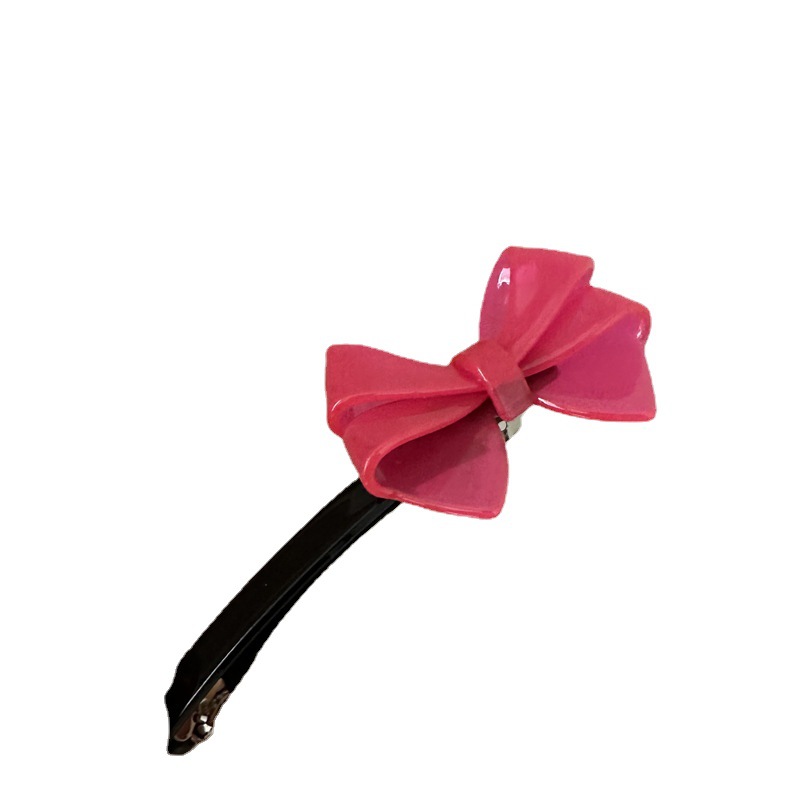 Simple Solid Color Jelly Color Three-Dimensional Bow Acetic Acid Gold Label Hairpin Spring Clip All-Match New Hair Accessories Clip_voghion.com