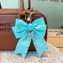 双层燕尾包腰荷叶边蝴蝶结钥匙扣珍珠爱心挂件木耳边丝带包挂饰女