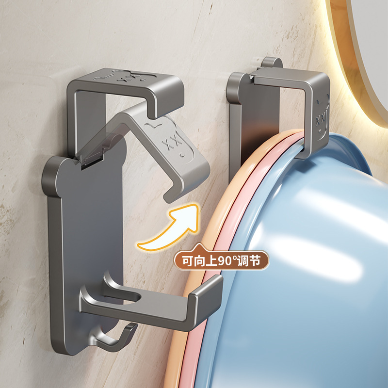 調節可能なクマの頭洗面器収納フックパンチフリーバス洗面器浴室トイレ洗面器フック卸売|undefined