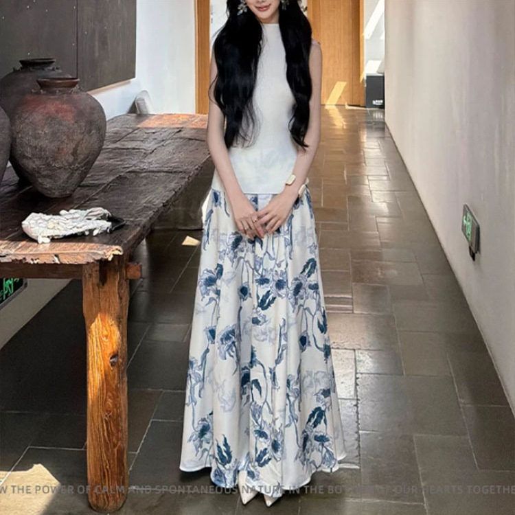 Youwei【Celadon Story】New Chinese-Style Half-Length Skirt for Women, Summer 2026 New Model, Slimming Long Skirt Youwei【Celadon Story】New Chinese-Style Half-Length Skirt for Women, Summer 2026 New Model, Slimming Long Skirt