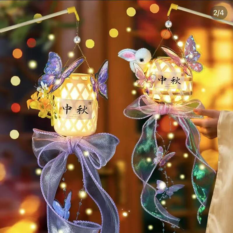 Mid-Autumn Festival Glowing Small Bamboo Lanterns Decorative Hanging Ornaments Children's DIY Handmade Bamboo Three-Dimensional Hanging Decorations Mid-Autumn Festival Glowing Small Bamboo Lanterns Decorative Hanging Ornaments Children's DIY Handmade Bamboo Three-Dimensional Hanging Decorations