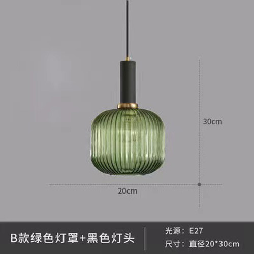 Lámpara colgante nórdica para bar y restaurante, lámpara de noche minimalista, linterna creativa a rayas, lámpara colgante pequeña de cristal retro japonesa de una sola cabeza