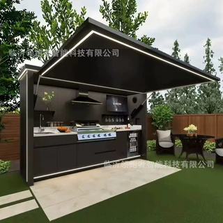 景区营地户外简易厨房201不锈钢材质耐用设备齐全音响 冰箱橱柜