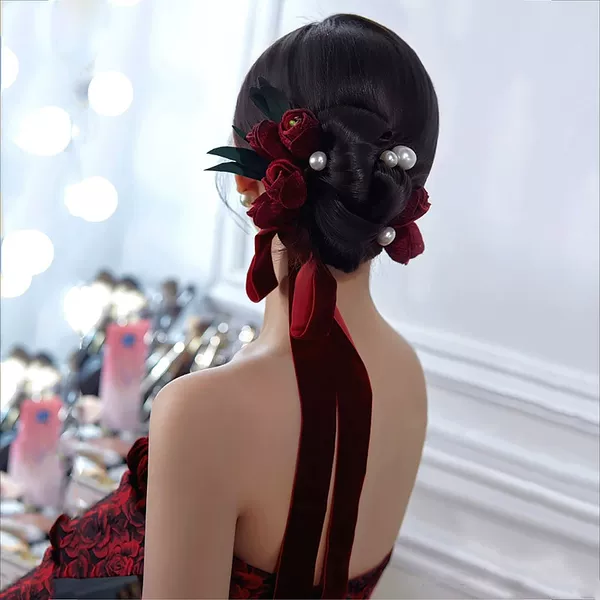 New Chinese-style retro tulip flower headband, hair accessory, dress, wedding dress, makeup and styling, bridal headwear and accessories