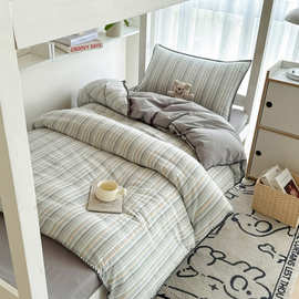 新款全棉纯棉套件A类色织水洗棉学生三件套贝壳绣宿舍床上用品