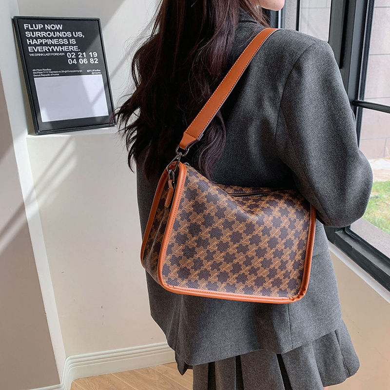 Borsa a tracolla Boston di grande capacità con stampa vintage personalizzata, elegante e alla moda._voghion.com