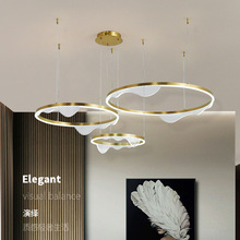 轻奢北欧大客厅现代简约吊灯山水新中式圆形主卧设计师三圈组合灯