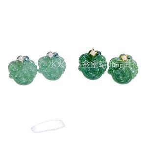 Amazon Aliexpress Supply New Chinoiserie Simple Natural Blue Water Jade Earrings 925 Silver Cut Out Cologne Earrings