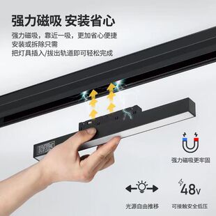磁吸轨道灯LED客厅大厅无主灯嵌入式暗装无边框预埋线条导轨射灯-阿里巴巴