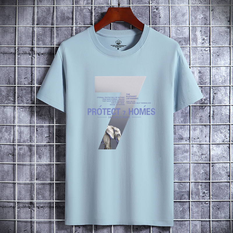 Camiseta de manga corta para hombres de verano nuevo cuello redondo de algodón de moda más tamaño de los hombres de Hong Kong estilo estudiante top de fondo entrega de media manga