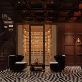私房会所 家用商用进口雪茄柜 家用恒温恒湿雪茄房 设计效果图片
