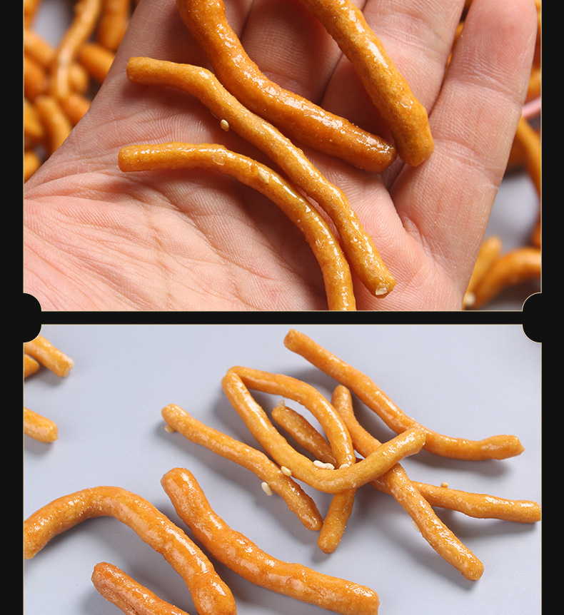Traditional Chinese Sweet Jing Guo Tiao Rice Pastry Strips Xuzhou Specialty 500g Jar preparation