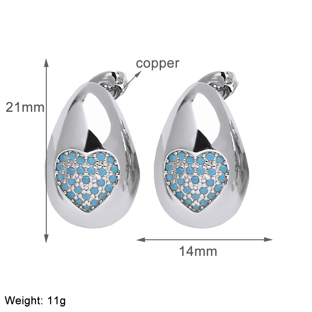 1 Pair Simple Style Water Droplets Plating Copper Zircon 18K Gold Plated Ear Studs display picture 8