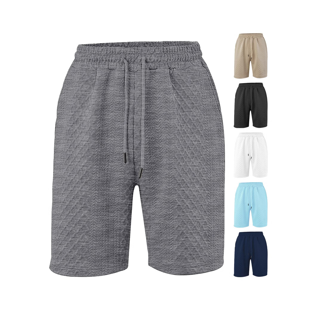 Pantalones cortos casuales de hombre de tela jacquard recta con cordón micro elástico suelto de verano TK de talla grande para hombre transfronterizo europeo y americano