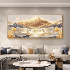 リビングルームの吊り下げ絵画、金山と流れる水の高級背景絵画、ソファ背景絵画、モデルルームのソフトデコレーションベッドサイド装飾絵画