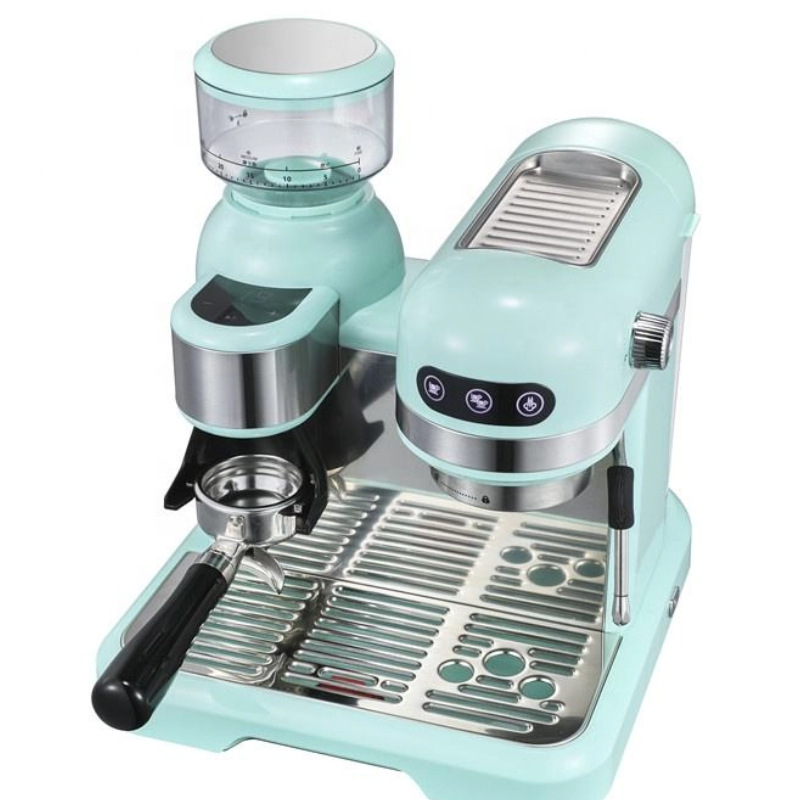 Espuma de leche de vapor doméstica semiautomática transfronteriza italiana con máquina de molienda todo en uno con máquina de molienda de frijol Latte Espresso Machine