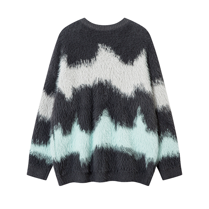 Herrenbekleidung Neue Herbst- und Wintermodemarke Langarmpullover mit Farbverlauf Lazy Wave Striped Strickoberteile für Herren und Damen_voghion.com