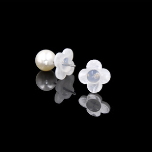 新四葉草硅膠漢堡耳堵亞克力防掉耳環背扣帽飾品配件耳堵塞子批發