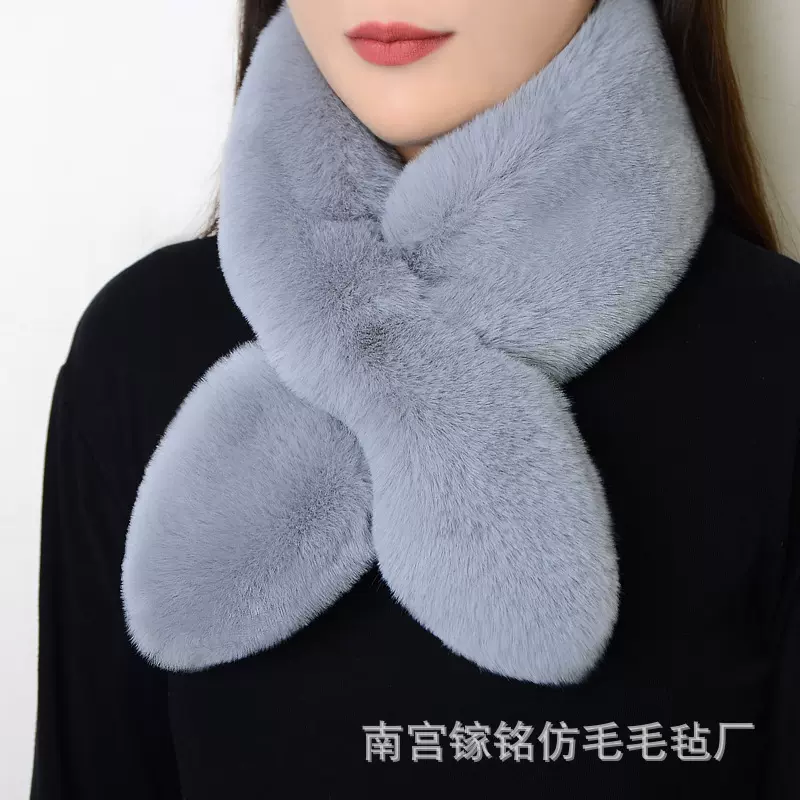 新款毛绒围巾时尚百搭女加厚毛绒围脖韩版仿皮草毛毛脖套
