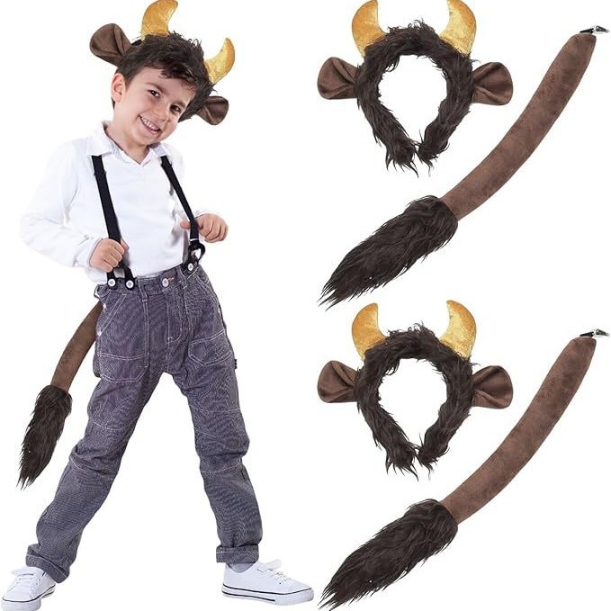 Beast Ears and Tails Set Lion Cow Giraffe Raccoon Hairband Tail Hair Accessories Headwear Hand-made Hair