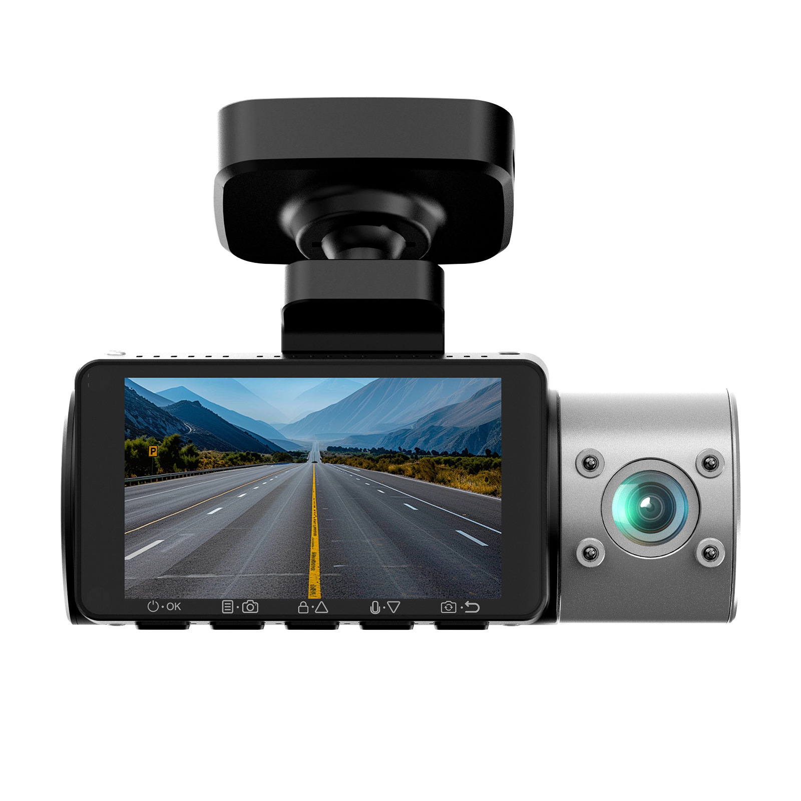 4K+1080P+1080P 3-Lens Dash Cam with Front, Rear, and Interior Cameras, Built-In Gps, High-Definition Night Vision